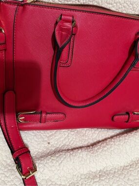 Vintage Red Satchel with Gold Hardware